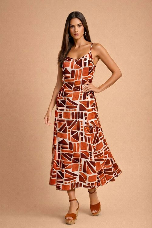 Vestido midi ladrilho -2-